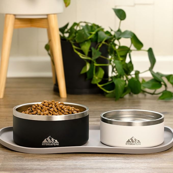 Hydrapeak Dog Bowl; Non Slip Stainless Steel; Water and Food Dish; Large Sized and Small Dogs; 32oz 64oz; Multiple Sizes; 4 Cup | Pink
