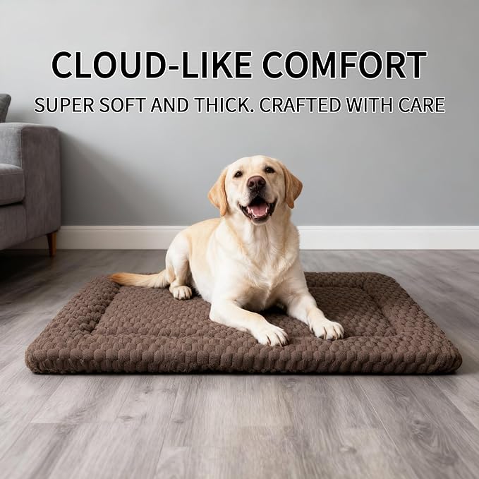 Dog Bed Mat - Dog Crate Pad - Reversible Mat for Pet Comfort - Soft Bed Crate Pads for All Seasons - Durable, Machine Washable Mat for Crates, Travel, and Home (Dark Brown, 35" L*23" W*1.5" Th)