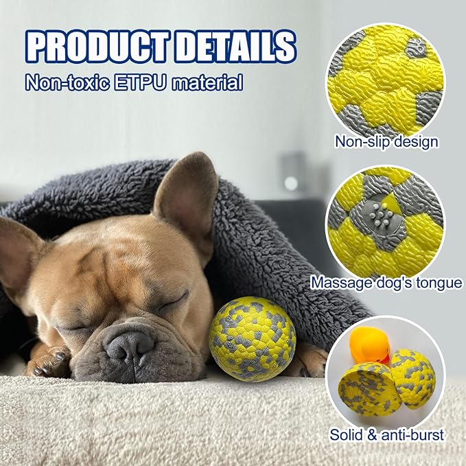 8Pcs Dog Balls - Aggressive Chewer Tennis Balls, 2.5'' Diameter Fetch Toys for Teething Dogs (Medium & Small)