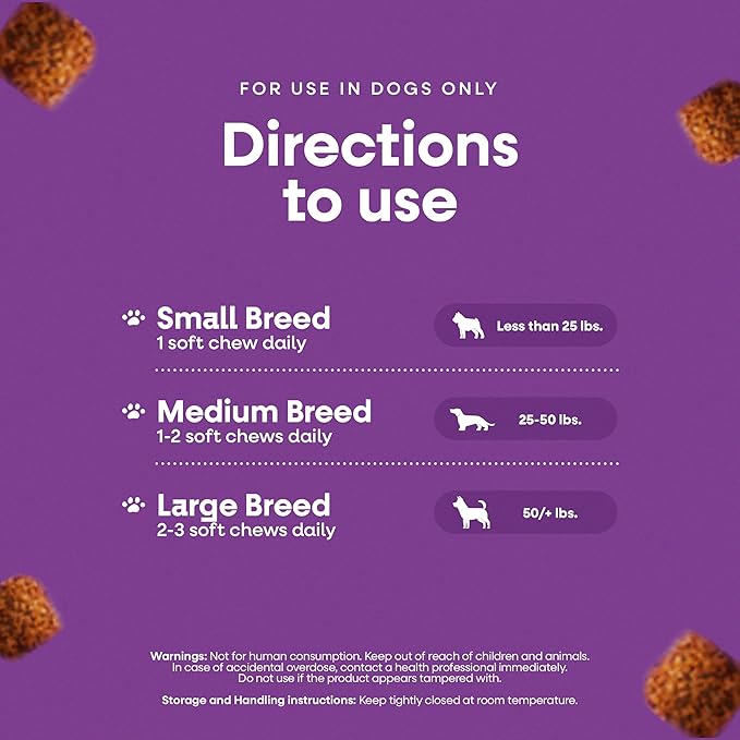 Multi Wellness Dog Multivitamin | Glucosamine, Chondroitin, Probiotics & Omega 3 for Joint Mobility, Digestive & Immune Support for Dogs| Beef Flavor Soft Chews, 90 Count