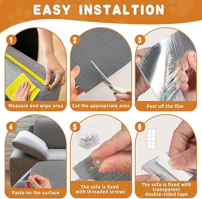 2pack Cat Scratch Couch Furniture and Wall Protector | Adhesive Cat Scratch Pad for Covering Cat Tower, DIY Climbing Cat Scratcher Couch Protector from Cat Claws Scratching (Light Gray)