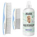 We Love Doodles Dog Comb (2 Packs) & Lavender Detangler Spray 16oz – Pet Grooming Essentials, Stainless Steel Rounded-End Dematting Metal Comb for Dogs, Dog Leave-In Conditioner Spray for Detangling