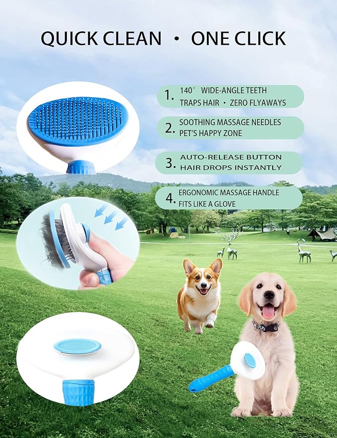 Dog Cat Grooming Kit, Brushes, Dematting Rake and Comb, Nail Clipper, Nail File, Flea Comb (Blue 6 Kits)