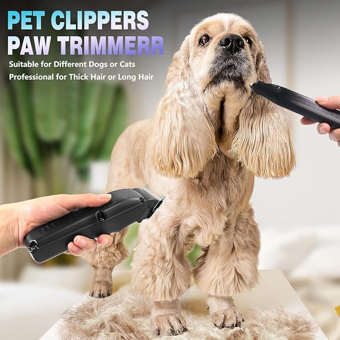 Professional Dog Grooming Clippers for Thick Coat - Dog Hair Trimmer for Grooming- Sheep Shears for Thick Hair – Pet Grooming Clippers for Dogs, Cats, Sheeps, Horse (Black Cordless)