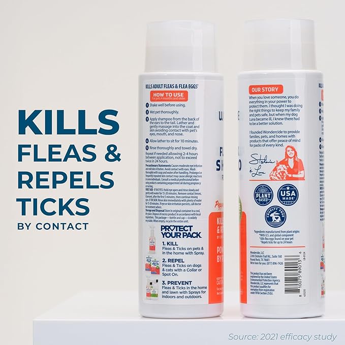Wondercide - Flea & Tick Shampoo for Dogs and Cats - Flea and Tick Killer Treatment with Natural Essential Oils - for Pets Over 4 Months - Powered by Plants - 12 Fl oz