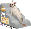 Dog Ramp and Stair for Bed 16" H-20 H,3-Step Cat Stair for Sofa and Chair,4-Step Dog Ramp for High Bed and Window,Durable Nonslip Fabric Cover for Indoor (Light Grey-20 H, Pet Friendly, 4)