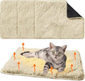Drydiet 4 Pack Self Warming Cat Pad Self Heating Cat Mat Thick Faux Fur Plush Pet Bed Thermal Washable Dog Mat Anti Slip Bottom for Outdoor Indoor Pets(Camel,16" X 20")