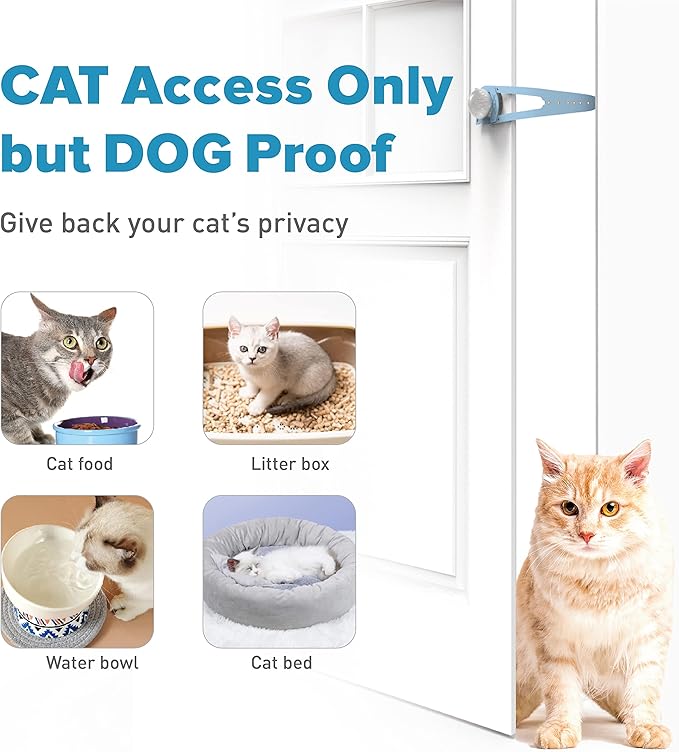 Neobay Cat Door Latch, 7 Sizes Adjustable Cat Door Holder Latch to Keep Dog Out of Litter Box, No-Drill Alternative of Pet Gates and Interior Cat Door, Plastic
