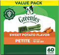 Greenies Veterinarian-Recommended Adult Natural Dental Dog Treats Petite Size, Sweet Potato Flavor, 36 oz. Pack, 60 Count