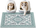 Unicorn Catcher Cat Litter Mat 33" x 22" Non-Slip Litter Box Mat Washable Litter Catcher Mat for Litter Box Indoor Food Mat Supplies Essentials, Dark Cyan
