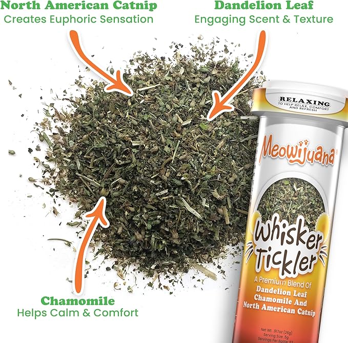 Meowijuana Purr-Effect Trio Pack | Purrple Passion, Whisker Tickler and Paw Natural OG Catnip Blends | Large Bottle High Potency Blends | Premium Hand Harvested North American Catnip