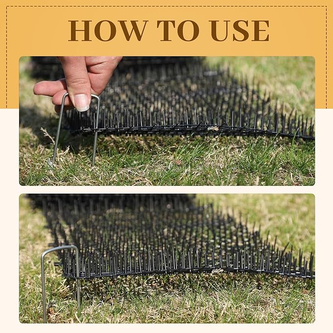 Hmyomina 16.4FT Cat Scat Mat for Cats - Anti-Digging Prickle Strips to Repel Cats, Include 6 Staples, Humane & Easy to Install Outdoor/Indoor Spike Mat