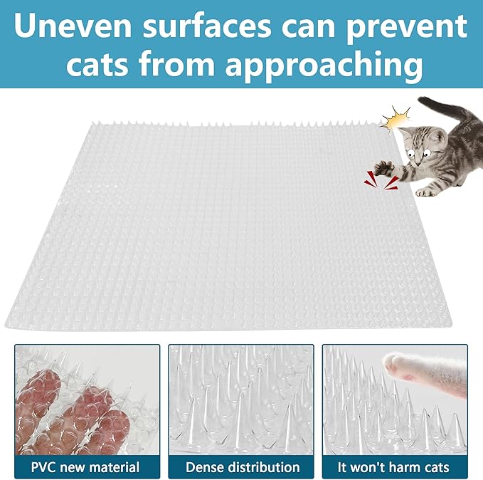 12 Pack Scat Mat for Cats - 13 x 16 Inch Cat Deterrent Mat to Keep Cats Out of Yard Permanently, Dog and Cat Spike Mat with 0.5 Inch Sturdy Design Spike for Cat Pee Deterrent