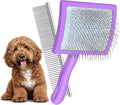 Slicker Brush for Dogs, Large Dog Brush to Long Haired Dogs for Poodles Doodles Goldendoodles Bernedoodles, Long Pin Grooming Kits to Dematting & Reducing Tangles and Fluff, Purple