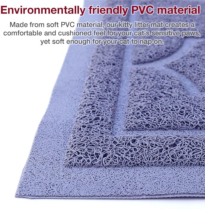 Cat Litter Mat Litter Trapping Mat, Non-Slip, Less Waste Cat Litter Box Mat,Door mats, Entrance mats，Waterproof, Anti Slip, and pet Urine Resistant，47" x 36" LightBlue