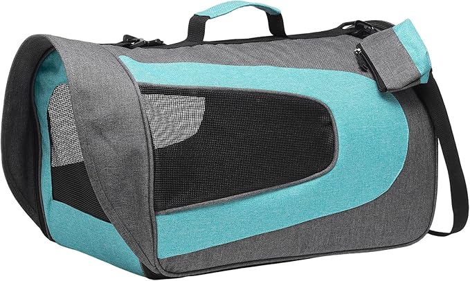 Cat Carrier, Ventilation Mesh, Travel Pet Carrier Breathable Small Dog Carrying Case Up to 16.5 lbs (Blue), Intended for Hiking/Camping/Traveling, 17"x10"x10"