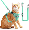 Cat Harness and Leash for Walking, The Upgrade Can be Adjusted in Four Directions and Breathable Cat Harness for Anti Escape that can be Fitted and Positioned, Reflective Strips Harness, Green, M