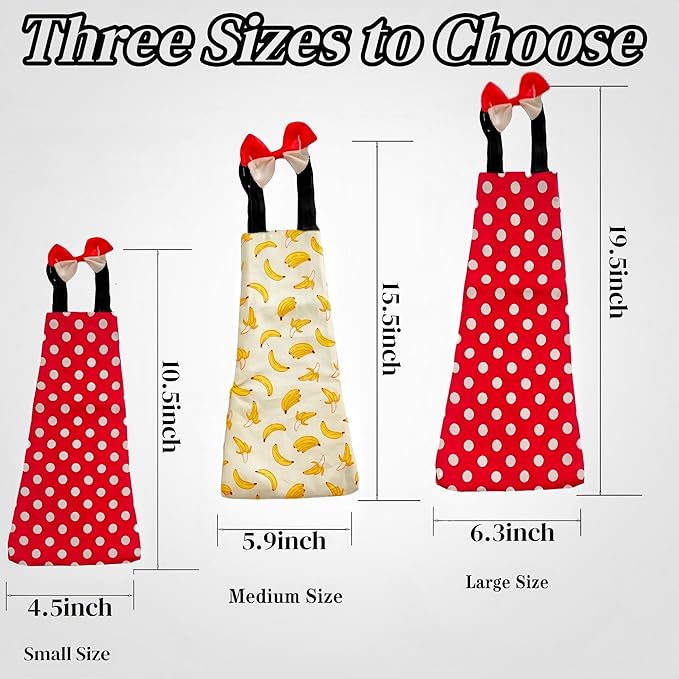 2 Pack Chicken Diapers for Hens, Roosters, Diapers for Ducks, Ducklings, Reusable Pet Diaper with Bow Ties Waterproof Poultry Nappies for Geese Pet Ducks, Red Polka Dots&Banana,S