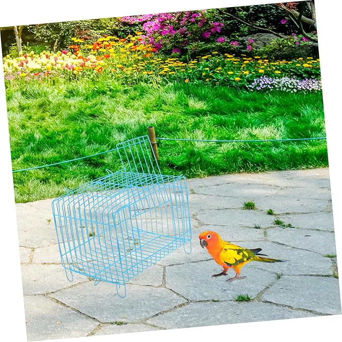 Toyvian Travel Parrot Cage Portable Metal Bird Carrier for Parakeets and Cockatiels Breathable Wire Structure for Enhanced Airflow for Outdoor Use