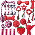 20 Pack Dog Chew Toys for Puppy, Small Dog Toys with Ropes, Treat Ball and Squeaky Plush Toys for Puppy Teething, Rubber Chew Toys