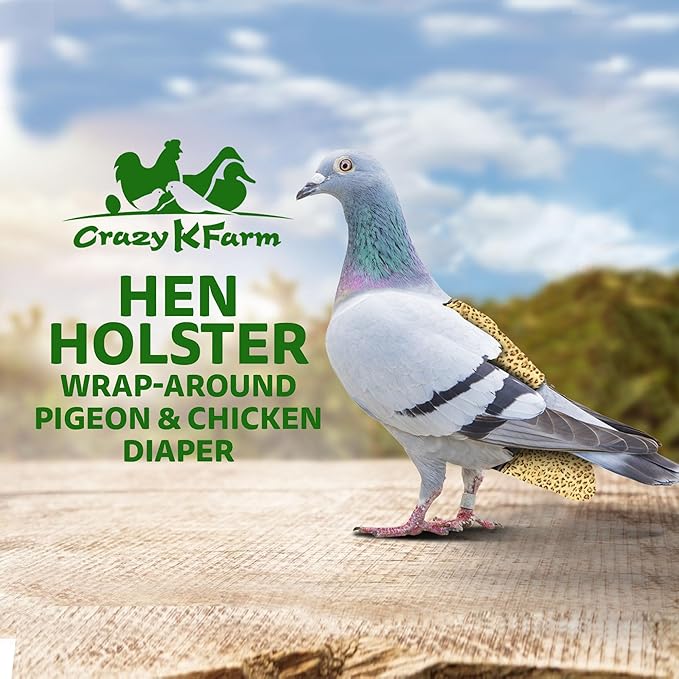 Hen Holster Premium Starter Kit - Bird Diaper, Wrap Around for Larger Pigeons, Small Breed Hens & Roosters - Leak-Proof, Comfortable Bird Harness with Sewn-in Liner & Hook & Loop Closure - XS, Leopard