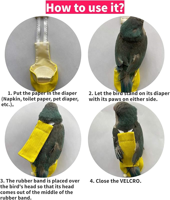 Parrot Bird Diapers, Birds Flight Suit, Parrot Clothes, Pet Animal Costumes, Bird Clothes, Cockatiel Bird Diaper, Pet Bird Diapers, Parrot Flight Suit, Bird Parrot Clothes (Yellow, M)