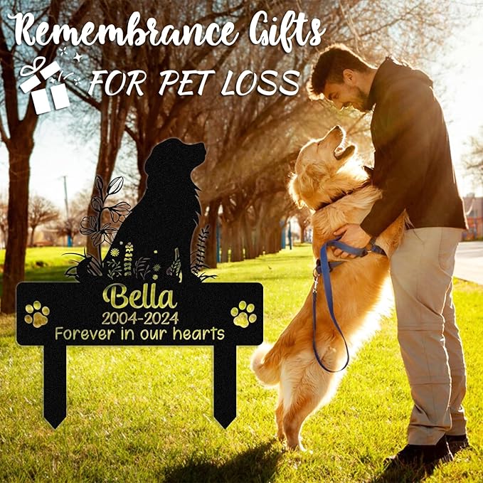 Personalized Pet Graves Marker Dog, Custom Pet Headstone, Waterproof Memorial Plaques for Outdoor, Pet Cemetery Markers Yard Decor, Memorial Garden Stakes, Dog Memorial Gifts for Loss of Dog Color06