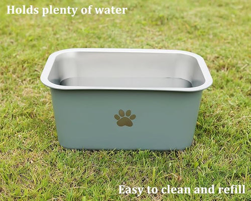 1.2 Gallons 20 Cup Non Slip Stainless Steel Large Dog Water Bowls, Outdoor Metal Dog Bowls Large Breed, High Capacity Water Bowl for Big Giant Huge Dogs, Grey
