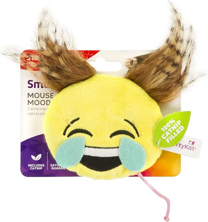 SmartyKat (6 Count) Mouse Moods Emoji Bundle Pack Plush Catnip Toys - Yellow/Brown, 6 Count