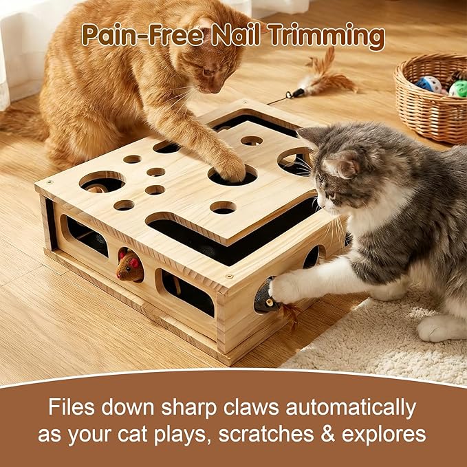 2026 New Cat Scratch Puzzle Enrichment Box, Cats Nail File Enrichment Box with Sandpaper Inside, Stress-Free Alternative to Trimming Nails, Cat Toys Interactive for Indoor Cats Nail Scratcher