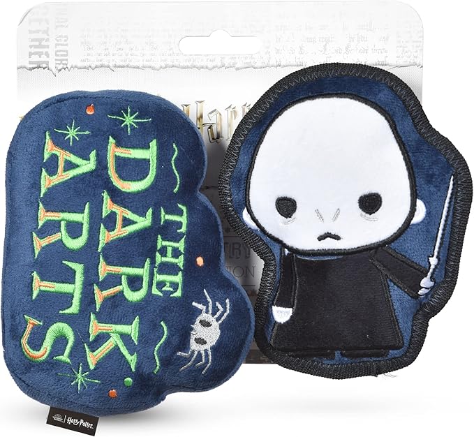 Harry Potter 2 Piece Dog Toy Set 6" You Know Who Plush Figure Toy and Dark Arts Plush Silhouette Flat Toy| Harry Potter Official Pet Toys and Accessories | Voldemort Dog Toy (FF22715)