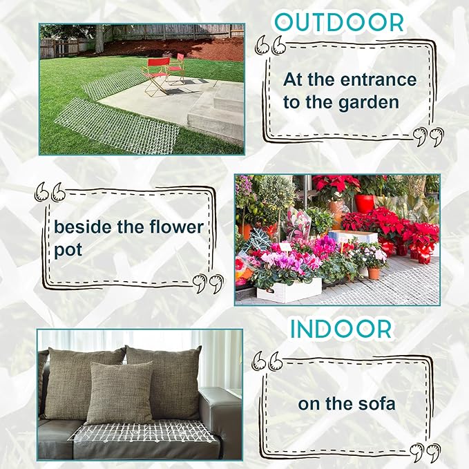 Zopeal 6.5ft Cat Repellent Mat with 8 Ground Stakes 8 Zip Ties, Spikes Deterrent Mat Keep Dog Off Couch for Indoor Outdoor Keep Pet Off Yard Garden, 79 x 12 Inch/1 Roll