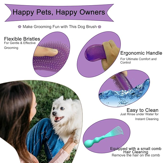 Gentle Grooming Puppy Brush with Gift Box ， Fit for Small Dog ， Yorkie, Shih Tzu, Maltipoo, Maltese and Pomeranian ，Toy Poodle Accessories, Soft Bristle (Glitter Rose Red)