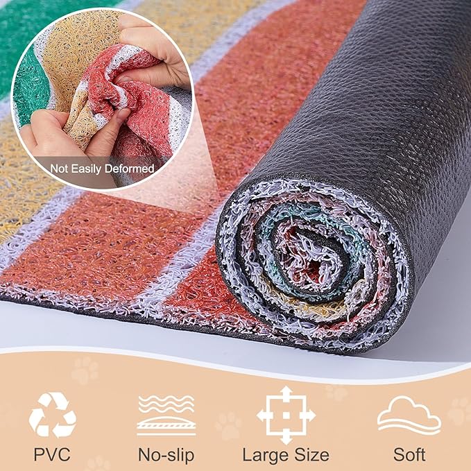 Unicorn Catcher Cat Litter Mat Quality Litter Box Mat Large Non-Slip Cat Litter Mat Litter Trapping Mat Soft Kitty Litter Mat Compatible Two Litter Boxes Cat Products Easy to Clean,Orange,XL