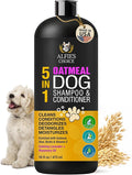 ALFIE'S CHOICE Oatmeal Dog Shampoo and Conditioner for Itchy Skin Relief | 16 fl oz | 5-in-1 Puppy Shampoo for Sensitive Skin | Cleans, Deodorizes & Detangles for All Breeds | Dog Wash Made in USA