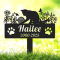 Personalized Cats Memorial Grave Marker Custom Metal Flowers Cat Memorial Garden Stake with Paws, Customized Pet Cat Statue Memorial Plaque Burial Marker for Pet Cemetery Yard Grave Decor