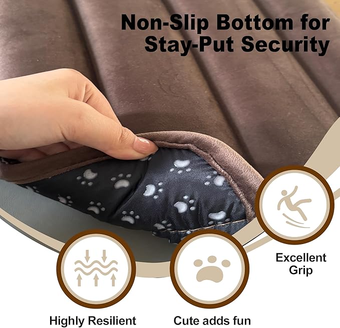 Dog Crate Pad, Ultra Soft & Anti-Slip Kennel Mat, Secure Fit for Metal Crates & Dog Cages, Washable Cozy Bed for Small Medium Large Dogs (Dark Brown, XS(18"*12"*1.5"))