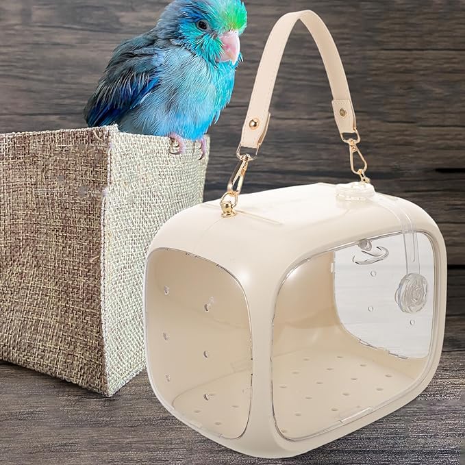 Portable Parakeet Travel Cage Bird Carrier with Ventilated Design and Food Container, Lightweight Small Bird Carrier Cage for Traveling Parrots and Cockatiels