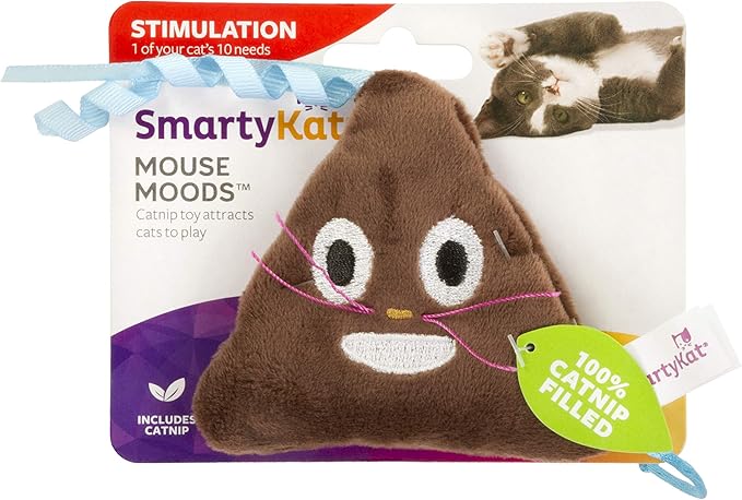 SmartyKat (6 Count) Mouse Moods Emoji Bundle Pack Plush Catnip Toys - Yellow/Brown, 6 Count