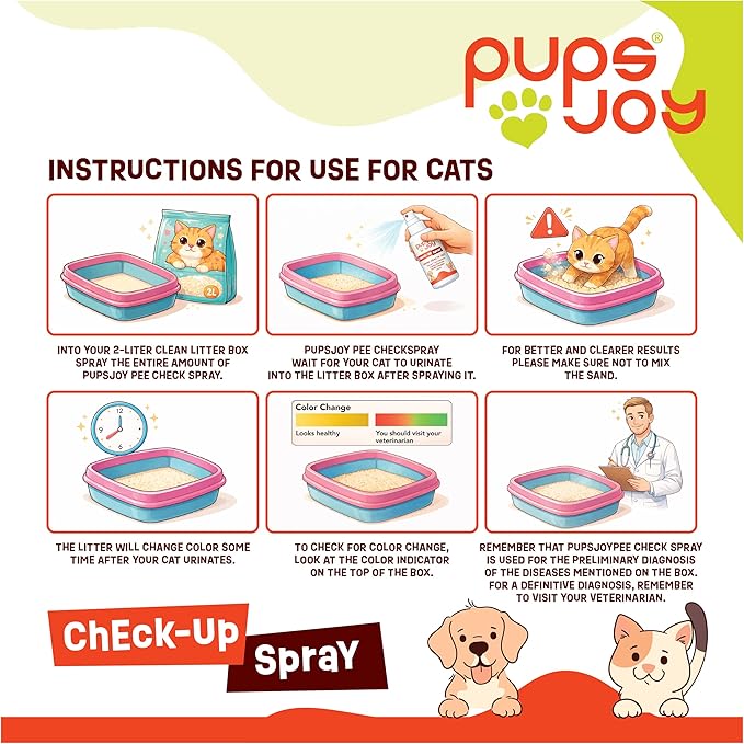Pet Health Indicator Spray for Cats & Dogs – 50 ml | Urine Color Change Alert for Litter & Pee Pads | Easy Monitoring for Behavior & Wellness | Non-Toxic, Safe Formula
