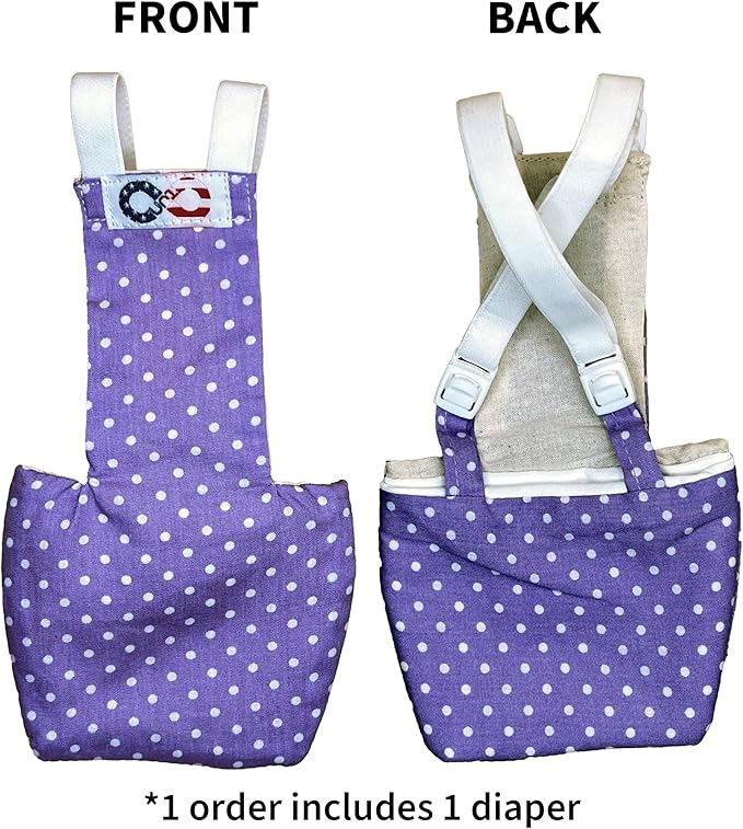 Chicken Diapers Duck Diaper Diaperalls for Hens, Roosters, Ducks, Ducklings - Reusable, Adjustable by Uni Infinity (Lavender Polka Dots, Chicken Medium, 1, Count)