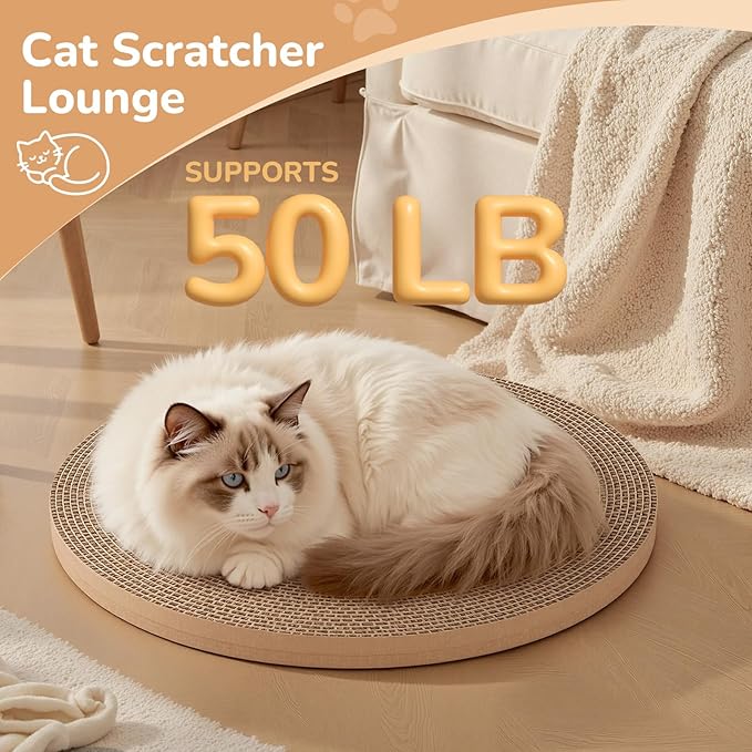4pcs Cat Scratch Pad, Cat Scratcher Cardboard & Cat Scratching Pads - Round Cat Scratcher Refill, 10 Inch Diameter 7/8 Inch Thick cat scratchers for Indoor Cats