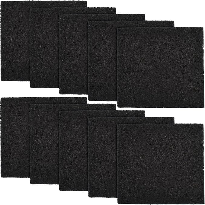 10 Pack Cat Litter Box Charcoal Filters Replacement Carbon Odor Filters 6Inch x 6.5Inch Hooded Cat Litter Boxes and Pans