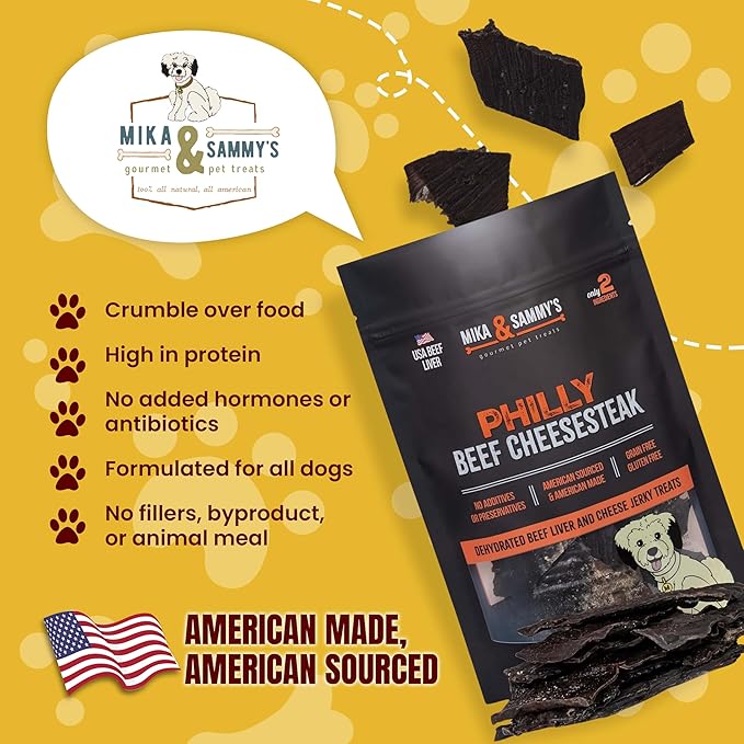 Mika & Sammy's Gourmet Beef Liver Jerky Dog Treats Made in The USA. (Beef Cheese 12 oz)