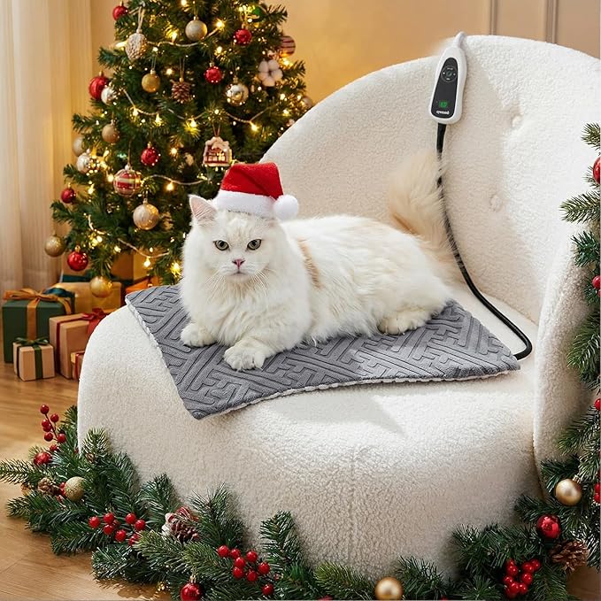 Large Dog Heating Pad 35x24 Inch - 11 Adjustable Temperature and 25 Timer Options, Heated Dog Bed Indoor Waterproof with Chew-Resistant Cord for Large Dogs