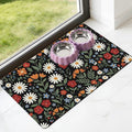 Dog Cat Food Mat - Absorbent Quick Dry Dog Bowl Mats for Food and Water, Anti Slip Cat Feeding Placemat for Floors, Diatomite Pet Dish Matts Accessories Supplies, Floral Style, 17 * 30in