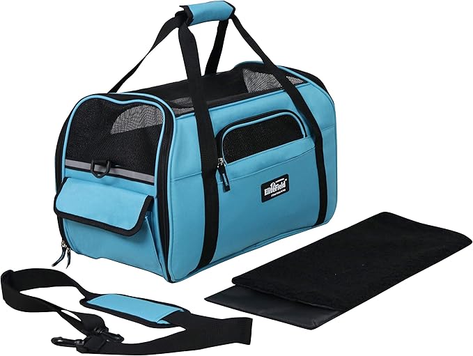 EliteField Soft Sided Pet Carrier (3 Year Warranty, Airline Approved), Multiple Sizes and Colors Available (Large: 19" L x 10" W x 13" H, Sky Blue)