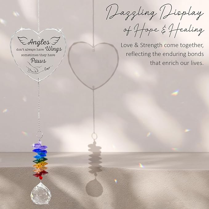 Glass Ornament Suncatcher - Angels Don't Always Have Wings - Dogs Memorial Sympathy Gift - Mother's Day for Mom Dad Dog Lover - Bereavement Keepsake - Daily Remembrance
