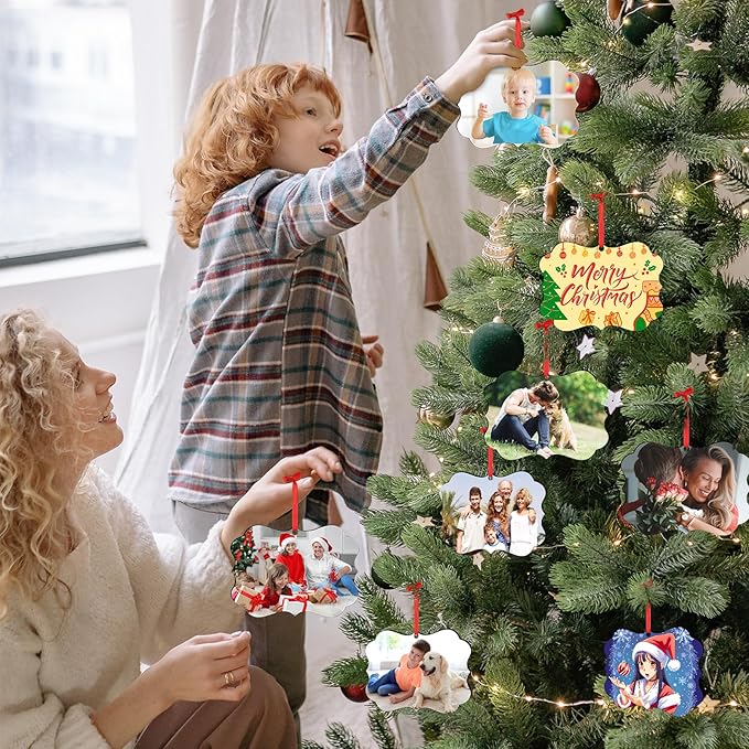 Personalized Family Christmas Ornaments 2026, Custom Photo Ornaments for Christmas Tree Decorations, Baby Shower, Engaged, Married, Family, Friends, Wood Keepsake Gift