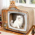 Simple Delxue Cardboard Cat Houses, TV Scratcher Cardboard Lounge Bed, Cat Scratching Board, Cats Scratching Box & Hideaway Furniture Prevents Furniture Damage